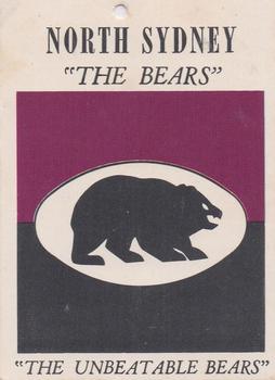 1968 Scanlens Series 2 - Team Emblems #NNO North Sydney Bears Front